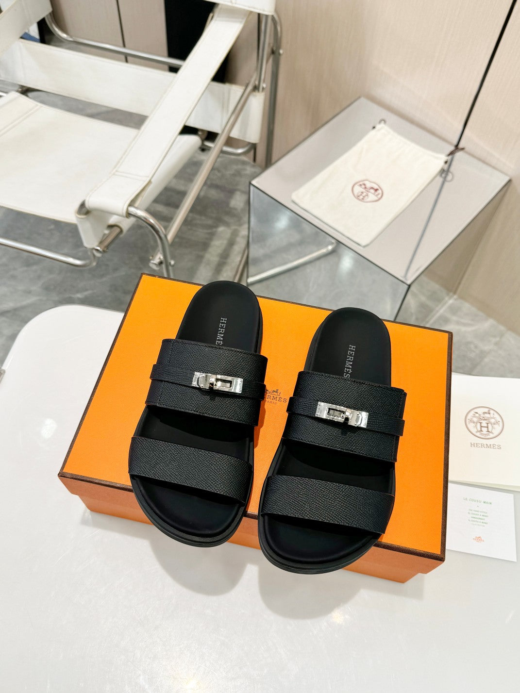 Hermes Full Leather Slippers