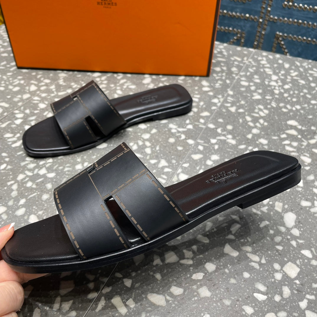 Hermes Leather Classic Slippers