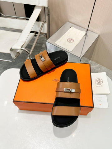 Hermes Full Leather Slippers