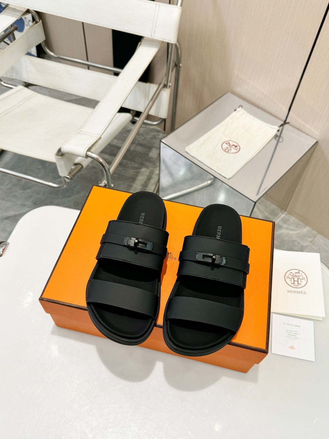 Hermes Full Leather Slippers