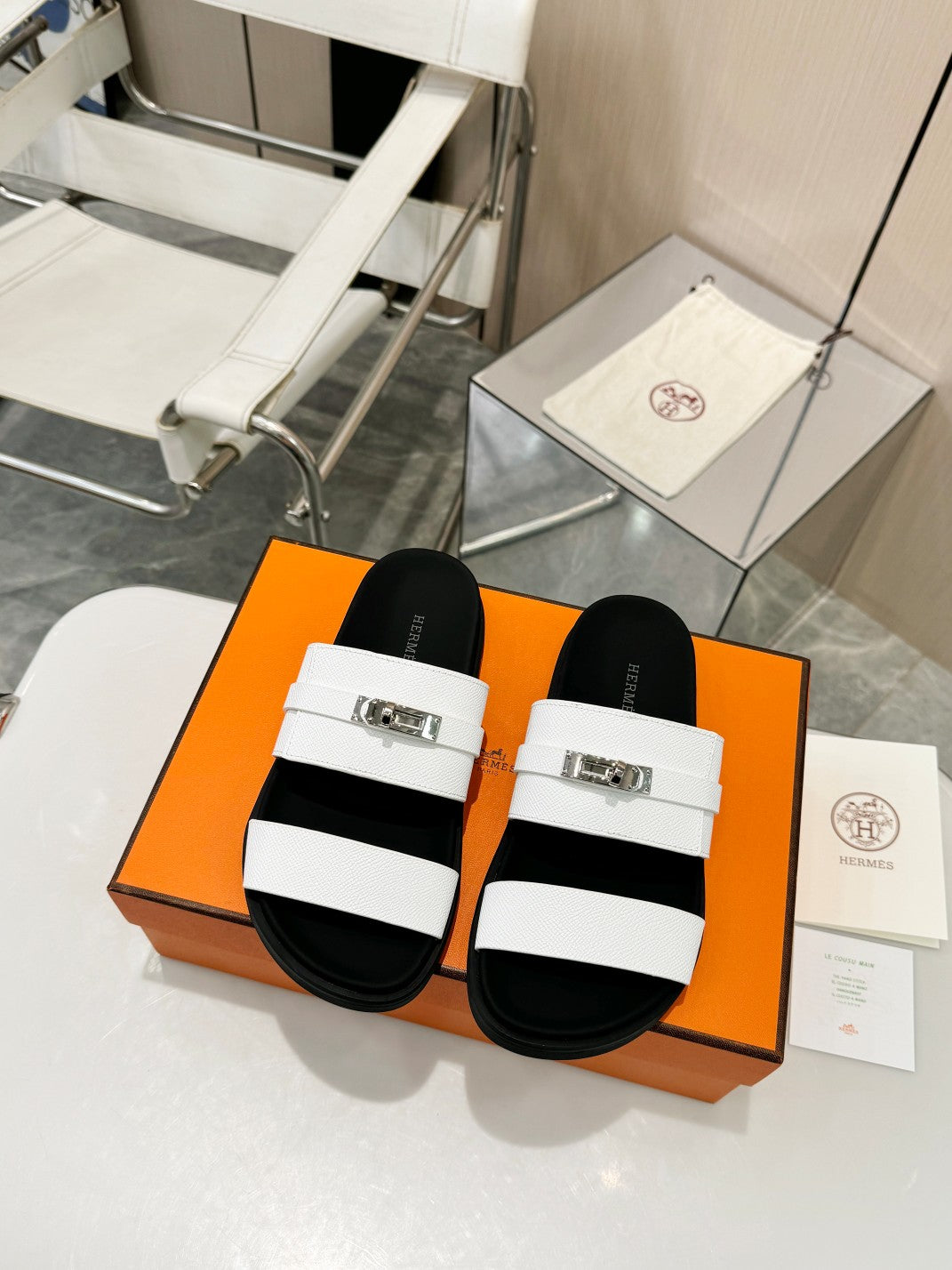 Hermes Full Leather Slippers