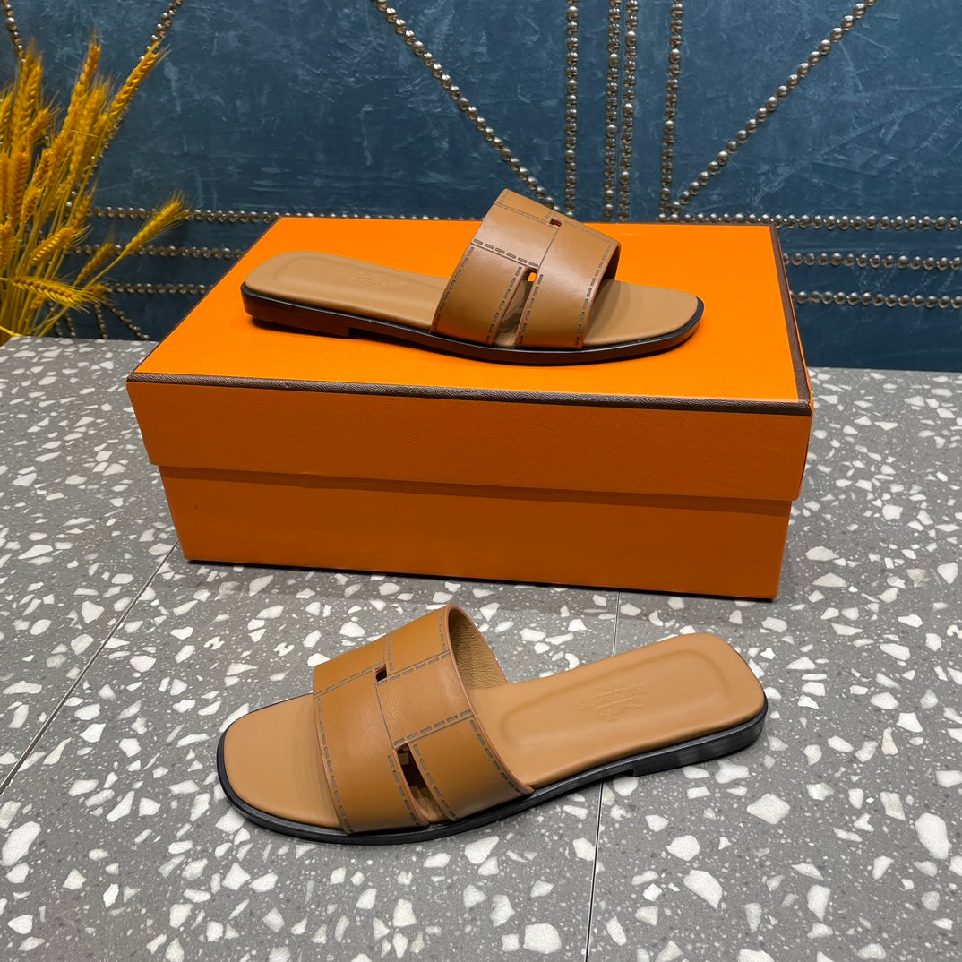 Hermes Leather Classic Slippers